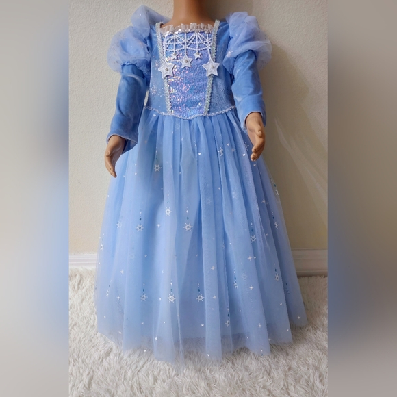 "Enchanting Blue Snowflake Princess Dress for Girls With Accessories" - Picture 5 of 11
